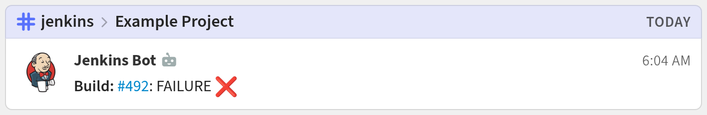 Jenkins bot message